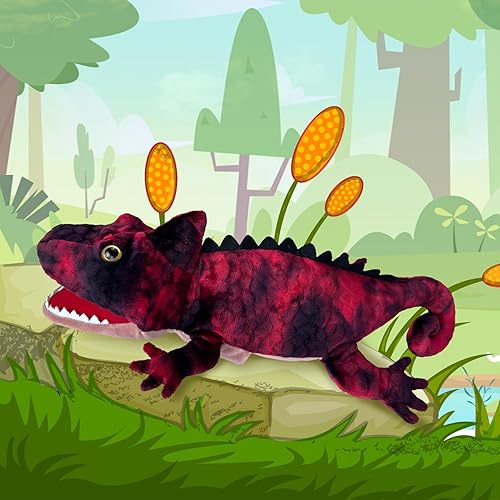 Miniatura 5 de okegztoa Marionetas de mano, marionetas de lagarto, criaturas grandes con boca móvil, marionetas de animales de peluche suaves para niños de 4 a 8