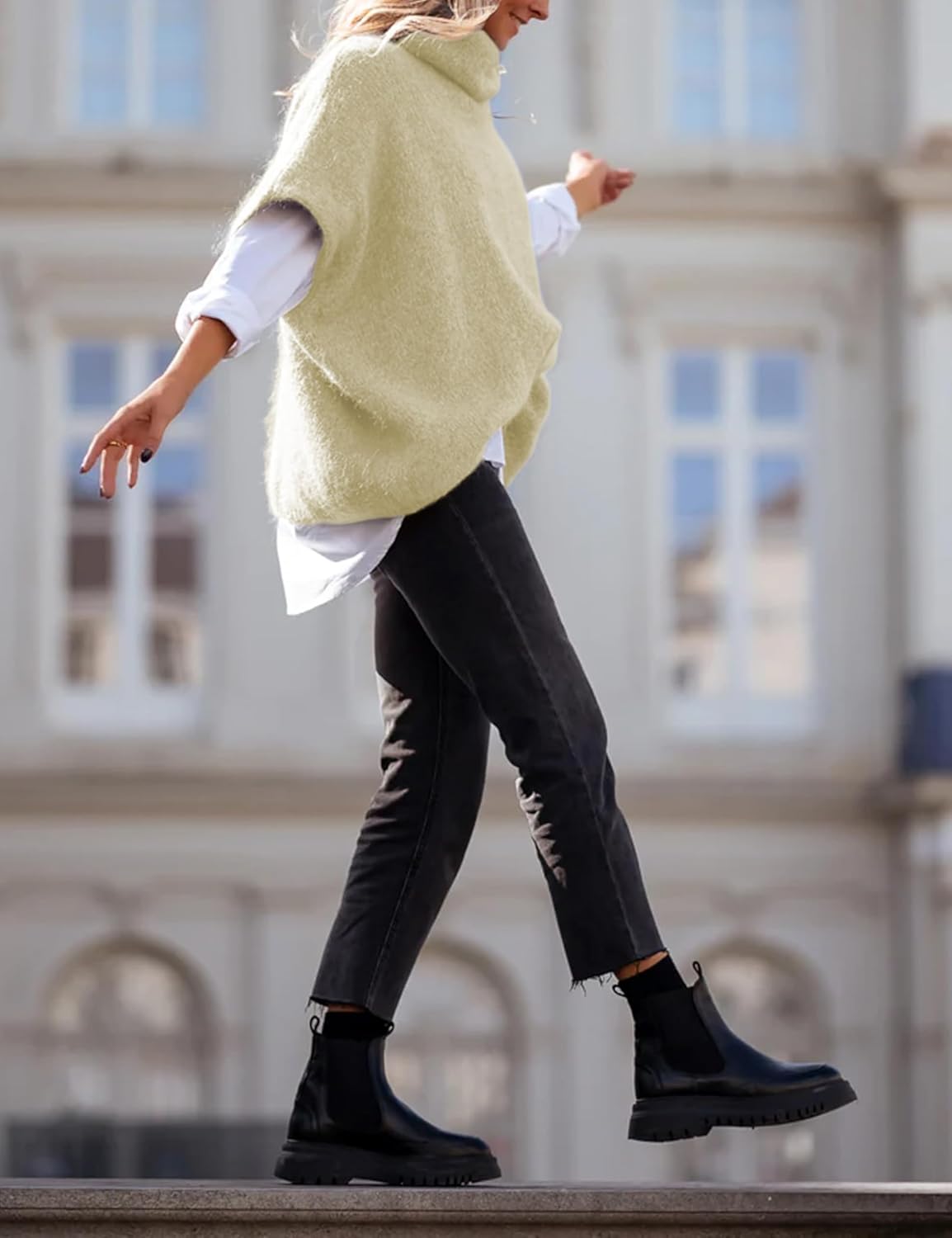 Womens Turtleneck Batwing Sleeve Sweater Knitted Oversized Chunky Short Dolman Tops - Image 5