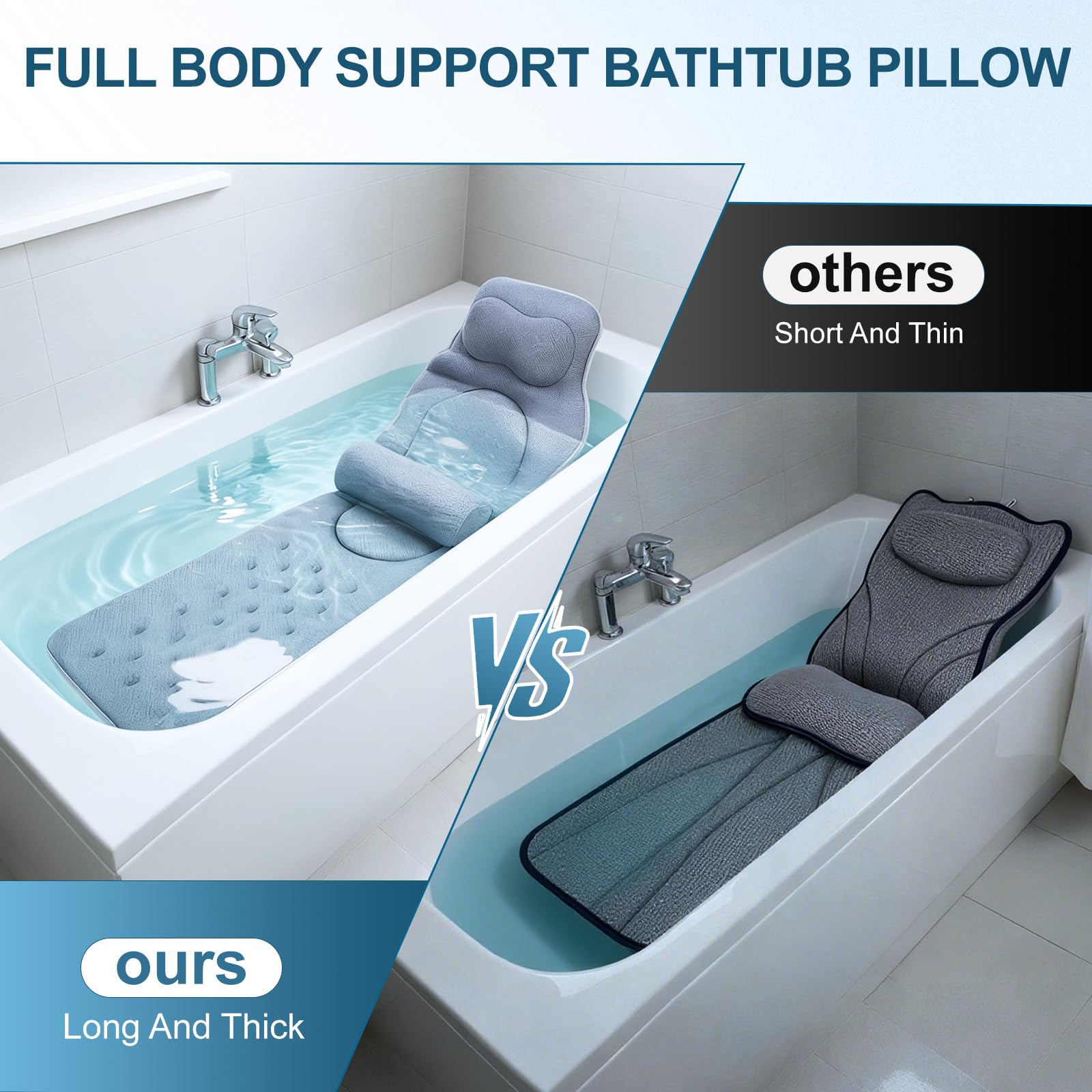 5.5 cm de grosor cuerpo completo B almohada de baño cuerpo completo y cojín para bañera reposacabezas cuello hombro apoyo comodidad relajación spa accesorios perfectos para inmersión en la bañera
