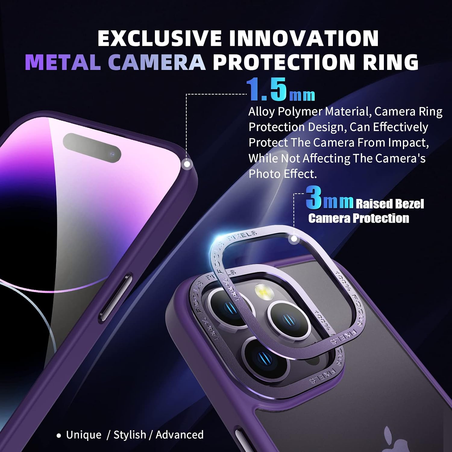 Dadanism iPhone 14 Pro Max Case - Military Grade Drop Protection Case for iPhone 14 Pro Max, Skin-Friendly Matte-Coated Back, Advanced Camera Protection Ring, Anti-Scratch Anti-Fingerprint, Purple