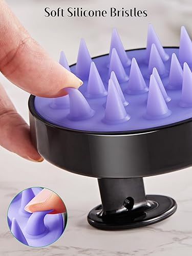 Miniatura 7 de HEETA Masajeador de cuero cabelludo para el crecimiento del cabello, paquete de 2 unidades, cepillo de champú de silicona suave para exfoliación,