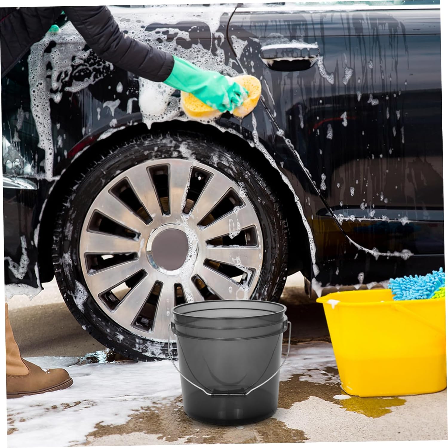 Versatile Portable Water Bucket Ergonomic Handle for Home Cleaning Car Washing Camping and Bathing Thickened Plastic Design for and Storage