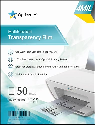 Miniatura 7 de Optiazure Película de transparencia, película de proyector para impresora de inyección de tinta, hojas de acetato para manualidades, tamaño carta,
