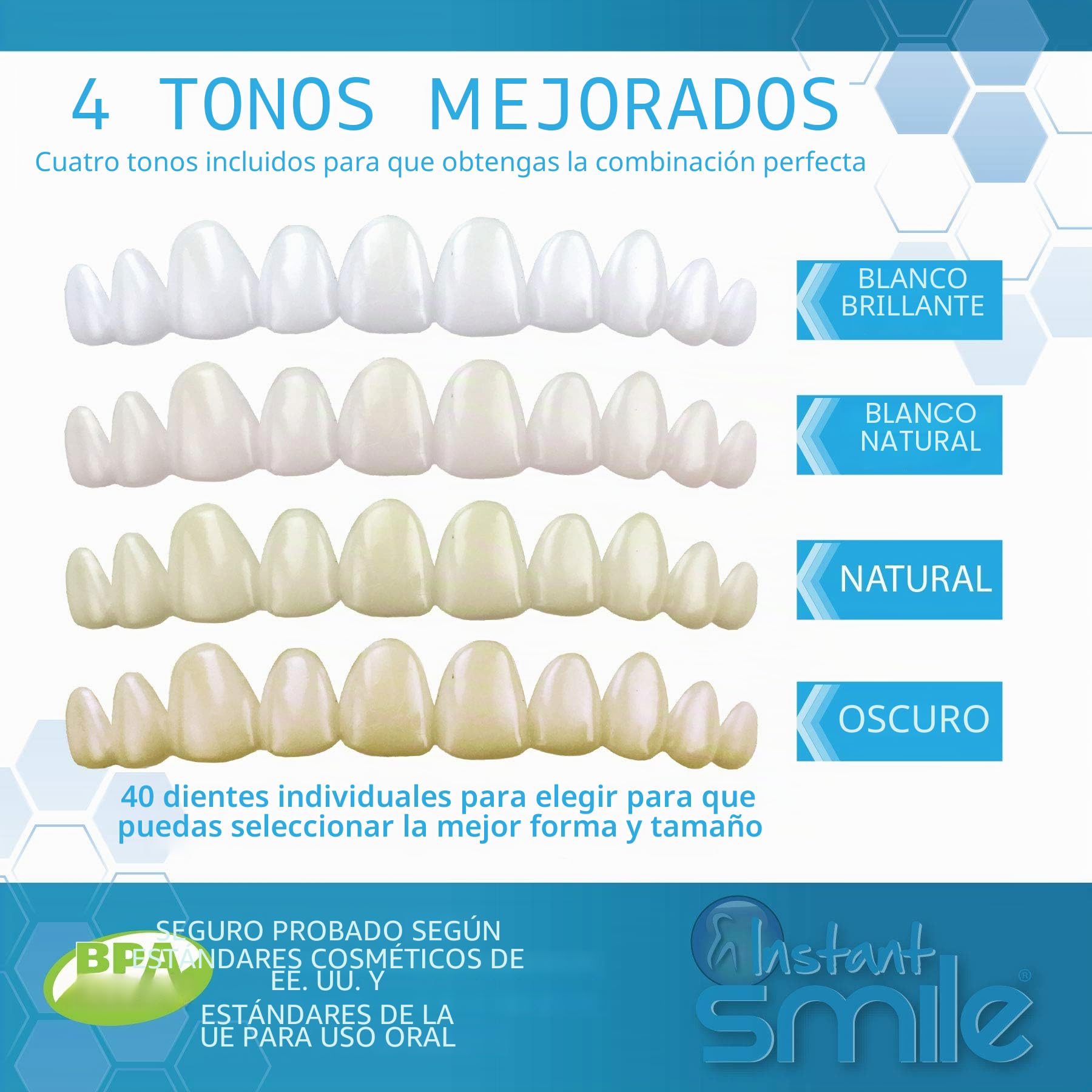 Instant Smile Completa Tu Sonrisa, Kit de Reemplazo Temporal de Dientes, Comfortable Fit, Natural Look Dentures, for Any Occasion