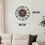Maxstar Round Wall Clock for Living Room Decor Battery Operated Non Ticking Silent Vintage Black Metal Wood Clocks for Home Living Room Garden Farmhouse Office Kitchen Decoration -13 inch