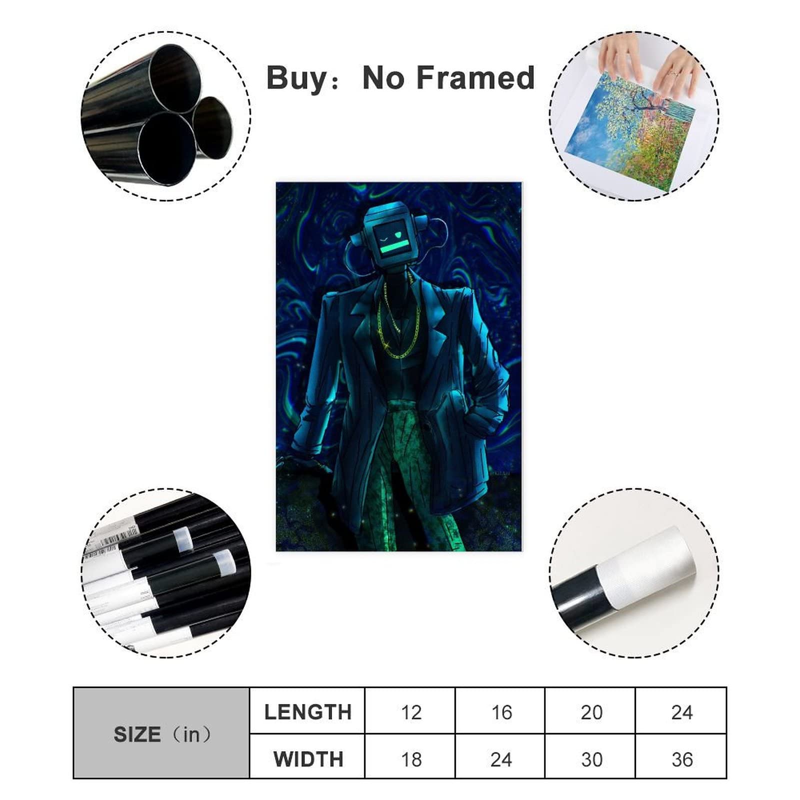 FABIVA Poster Su Tela Per Videogioco Stray – Stampa D'Arte 50x75 Cm Con Gatto Robot – Quadro Paesaggistico Per Camera Da Letto, Soggiorno E Ufficio – Regalo Per Gamer