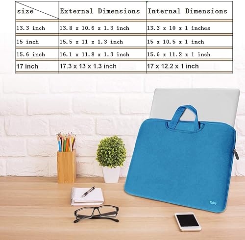 Miniatura 5 de Funda para portátil de 15.6 pulgadas, duradera y delgada con asa y dos bolsillos adicionales, funda protectora para computadora portátil de 15 15.6