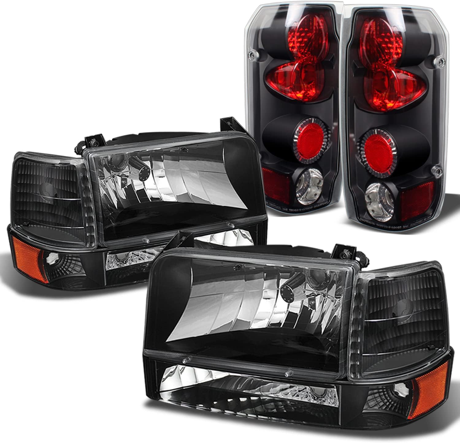 AKKON - For F150 F250 F350 Bronce Black Headlights Lamps + Corner + Bumper Signal + Black Tail Lights