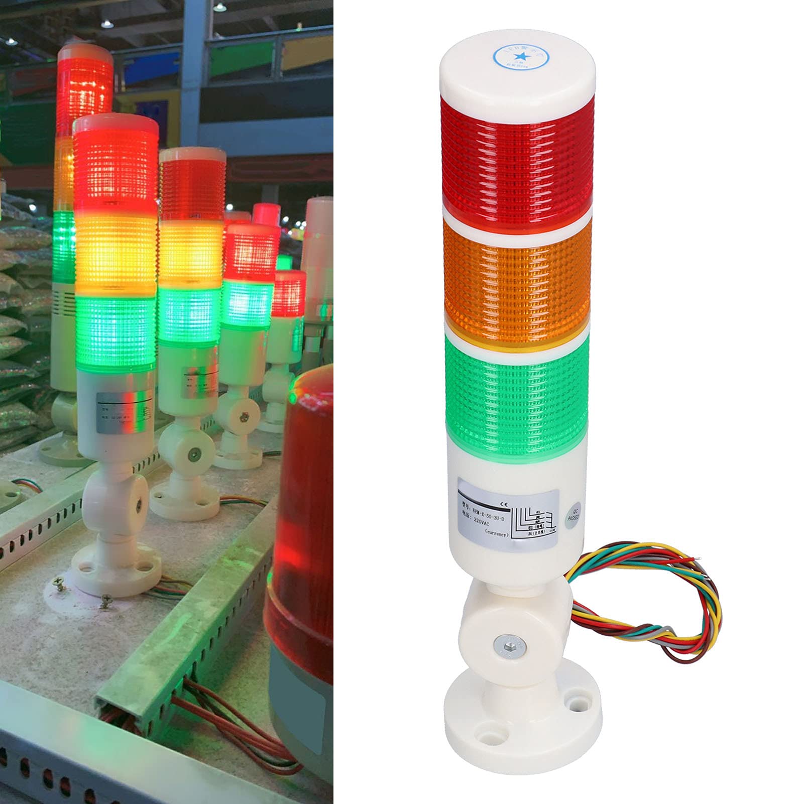 Luce Di Avvertimento LED Per Torre Di Segnalazione AC220V Dispositivo Di Avvertimento Pieghevole Luce LED A 3 Colori Sempre Luminosa Con Cicalino Per Applicazioni Industriali E Sicurezza Lavoro