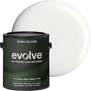 Evolve Interior Paint & Primer, Four Sheens, 1-Gallon & 5-Gallon, Designer Curated Color Palette – One-Coat Coverage, Excellent Hide, Low VOC, Low Odor, Washable Paint for Walls, Ceilings & Trim - Semi-Gloss Sheen (Ultra White, 1-Gallon (128 fl. Oz.))