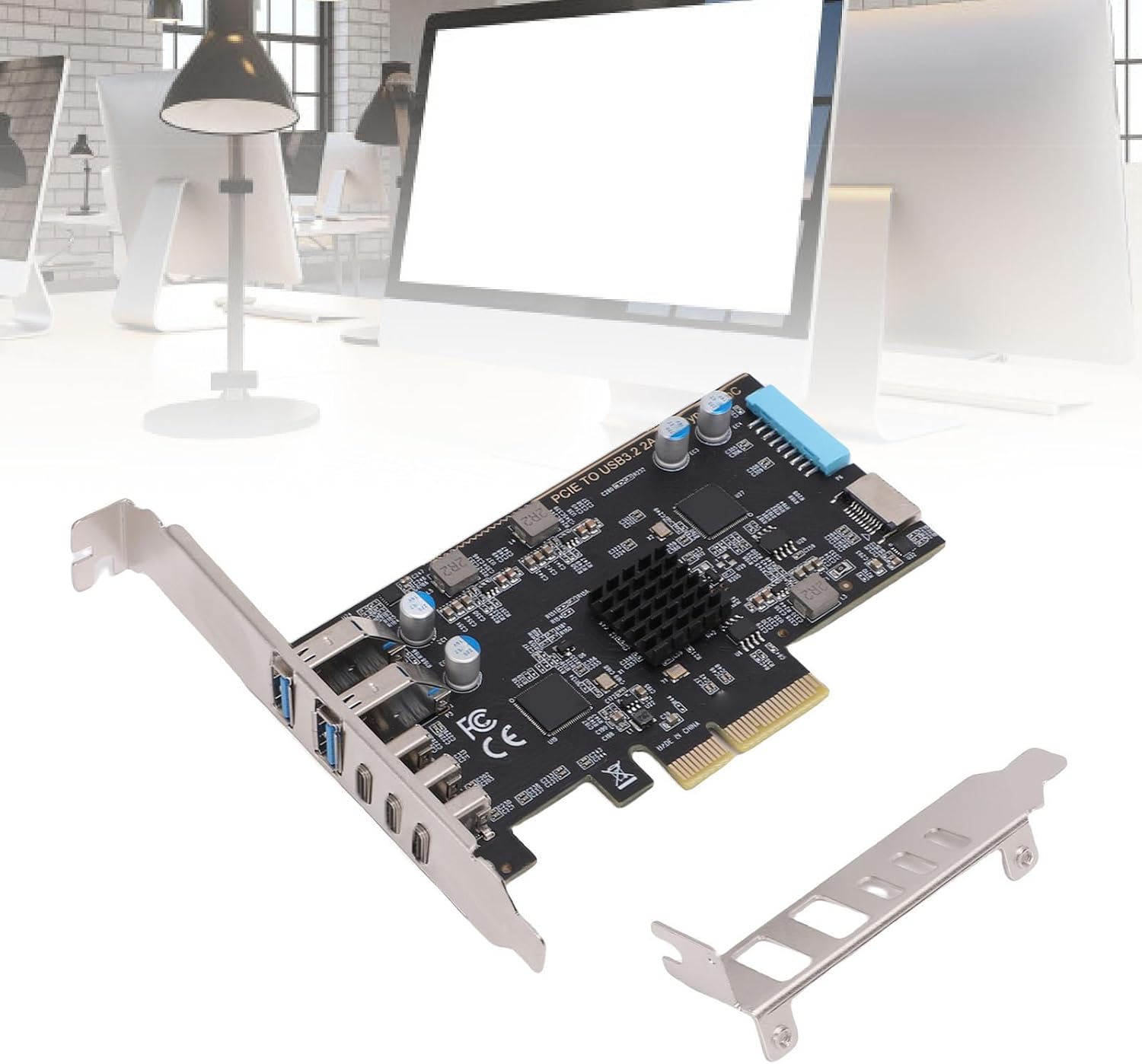 PCIe to USB 3.2 Gen 2 Card, 3 USB Type C and 2 USB Type A Expansion Card for for Linux, Supports High Speed Data Transfer up to 10Gbps