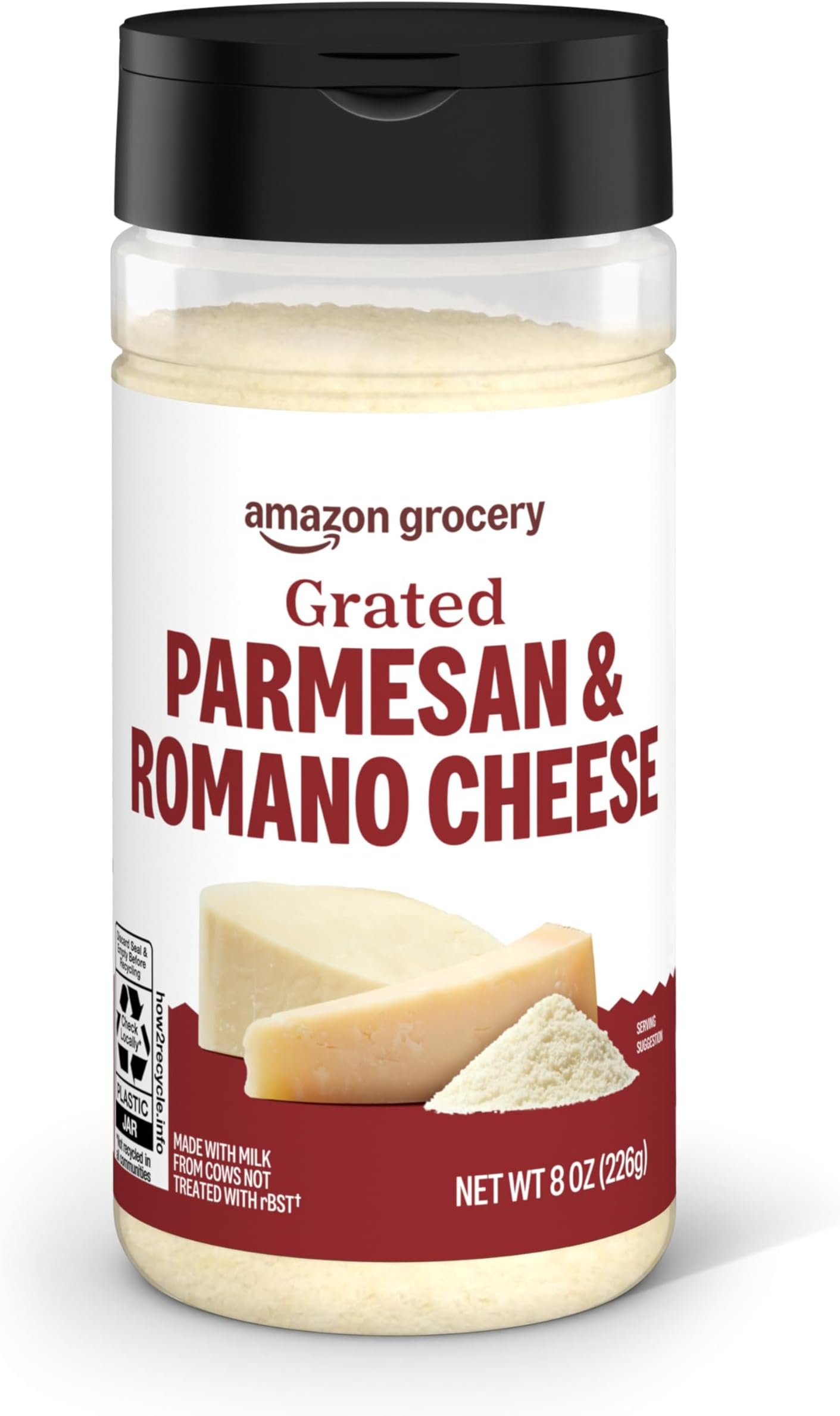 Amazon Grocery, Grated Parmesan & Romano Cheese Shaker, 8 Oz