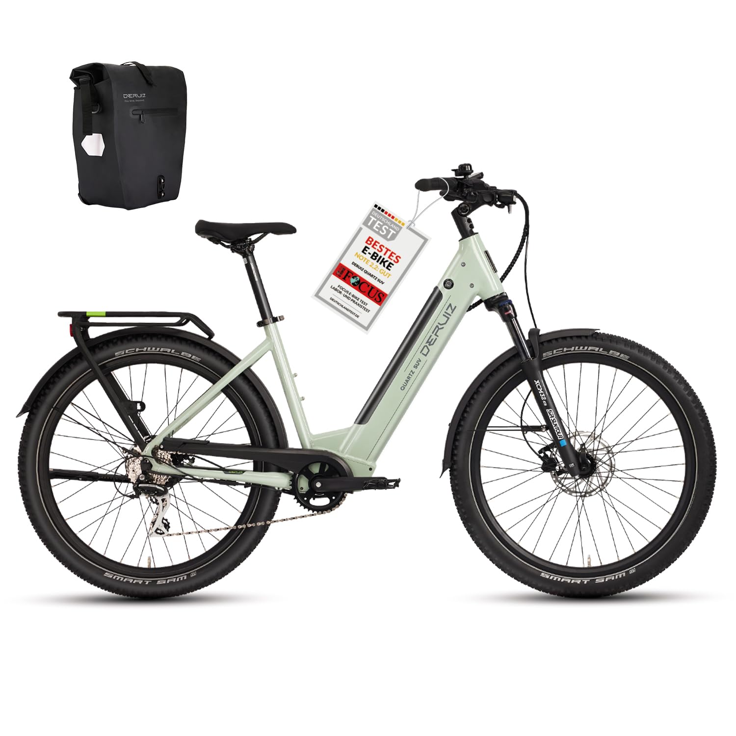 DERUIZ Quartz SUV E-Bike 27,5 Zoll Tiefeinsteiger Damen & Herren StVZO | 250W Heckmotor 55 Nm, 48V 644Wh Akku bis 160 km, Shimano 8-Gang, hydraulische Scheibenbremsen, RH 46 cm