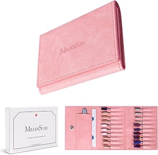 MelodySusie Nail Drill Bits Organizer, 20 Holes Holder Container Manicure Tools Efile Accessories for Nail Salon, Dustproof Waterproof Folding Storage Bag for Travel or Home, Pink (Only Case)