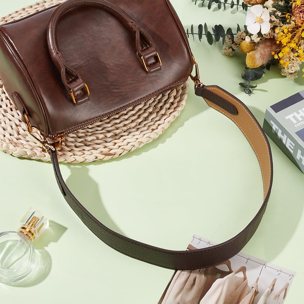 4cm Wide Flat Vachetta Leather Purse Handle Replacement 26.4 Inch Cowhide Leather Handbag Handles Shoulder Strap Tote Bag Belt for Women Underarm Purse Wallet(Dark Brown)