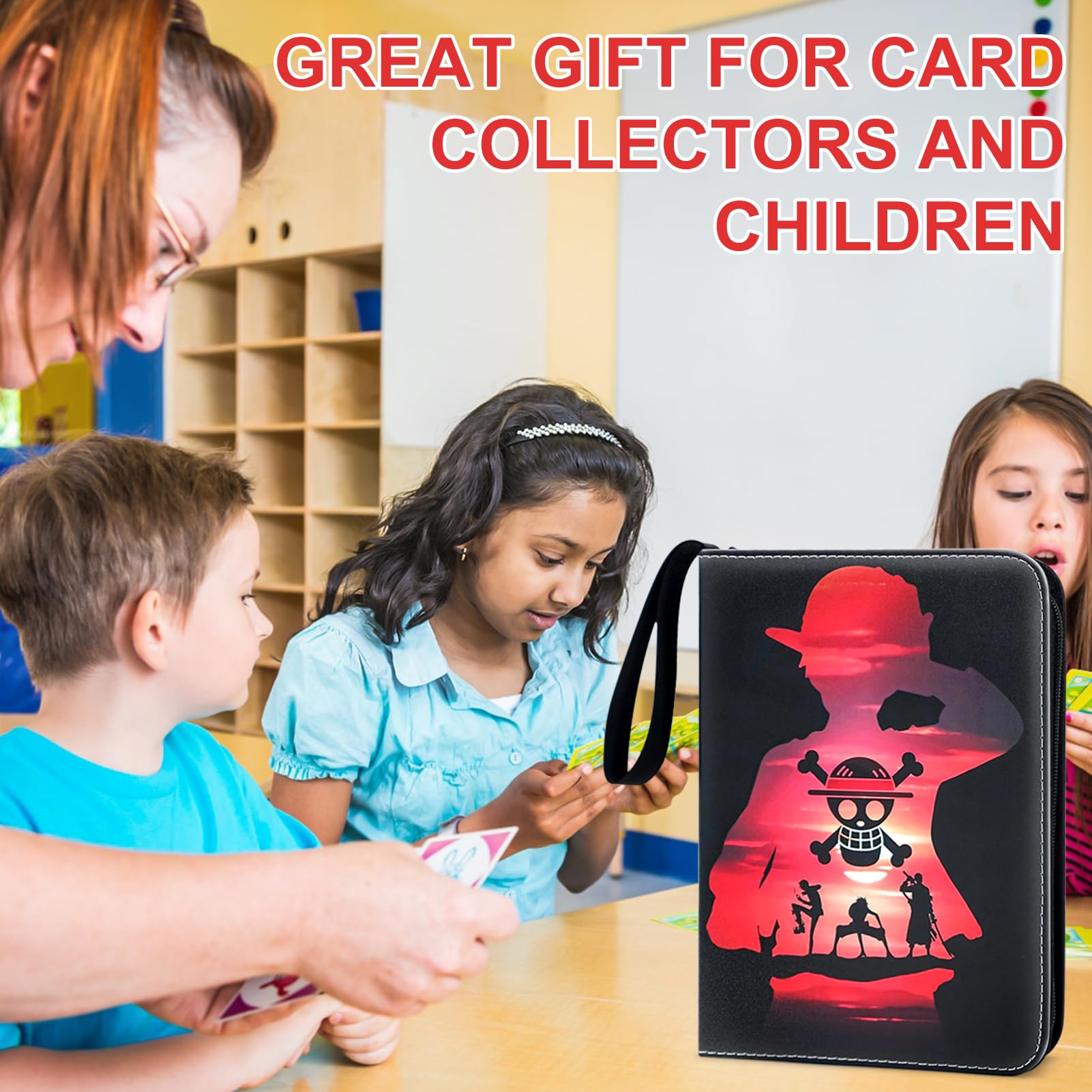 Album à Cartes 400 Pochettes – 50 Pages, 4 Poches, Étanche, PU Rigide, Portable – Cadeau Enfant