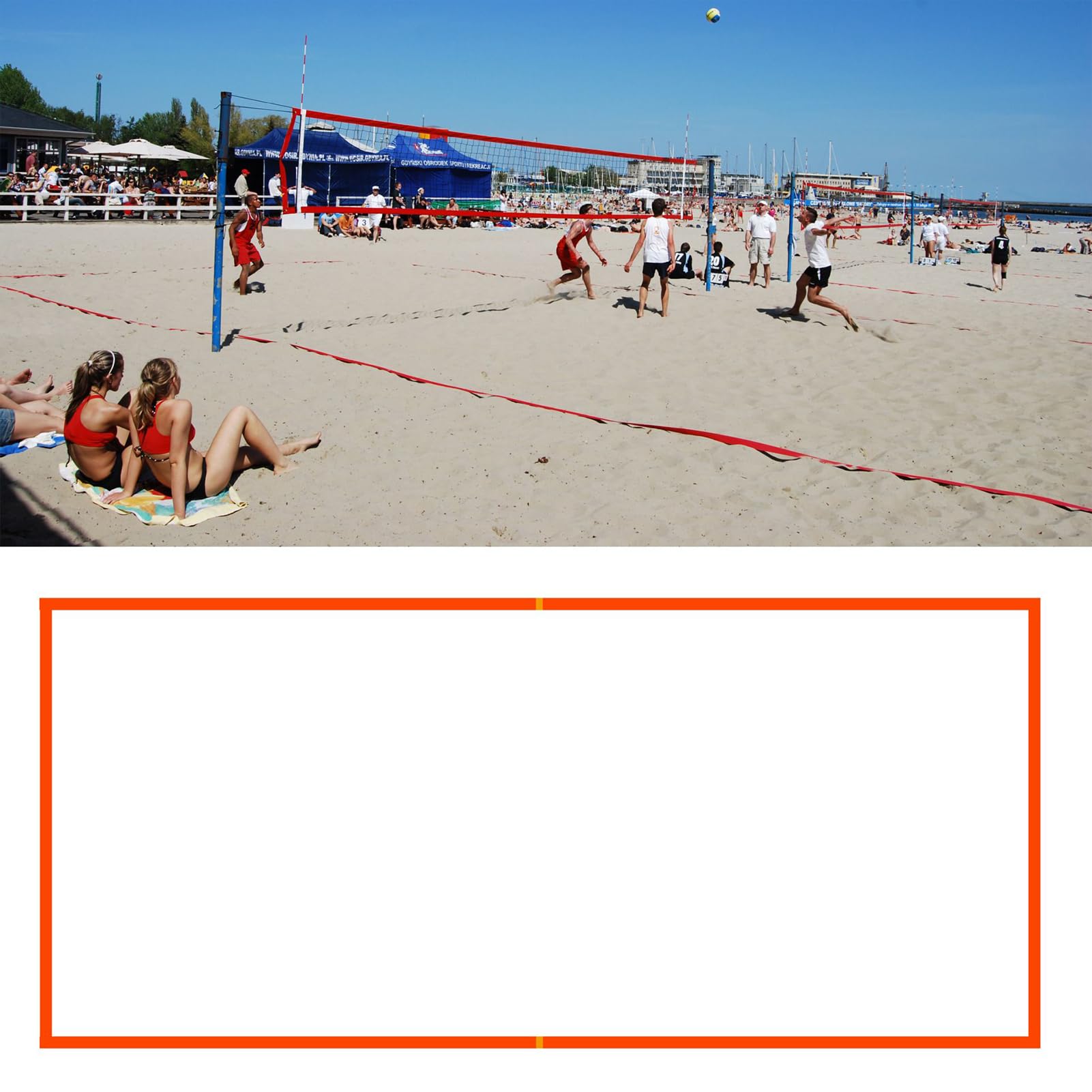 Sandvolleyball-Linien Abgrenzungsseil-Set Zubehörteile Für Sportplätze | Hinterhof-Volleyballplatz-Begrenzungslinien Für Rasen, , Gras, Park, Camping Und Picknick