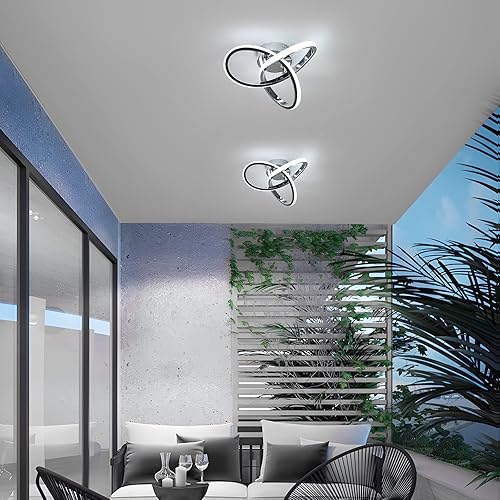 Miniatura 5 de AUA Juego de 2 lámparas LED de techo, modernas luces de techo semiempotradas, color blanco frío de 6000 K, lámparas de techo para cocina, comedor,