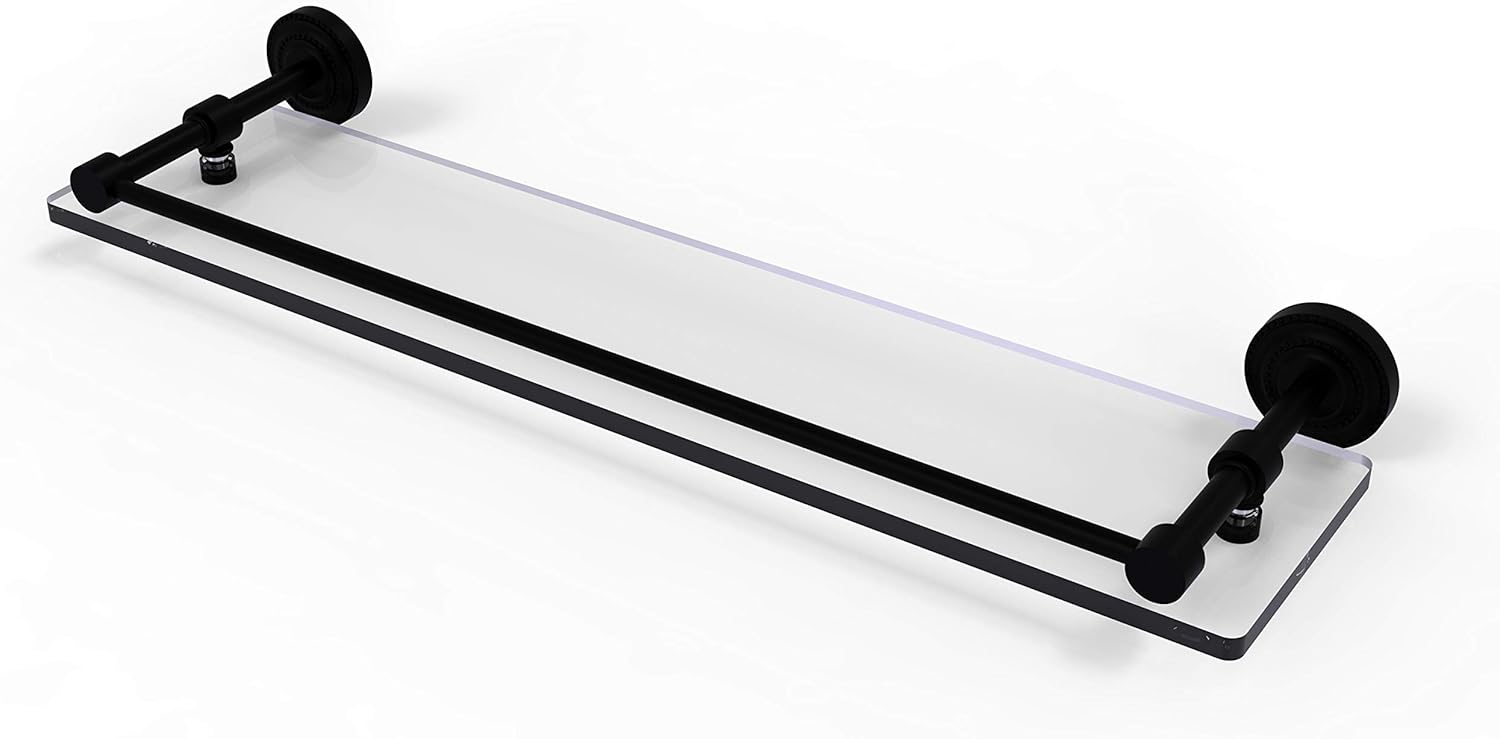 Allied Brass DT-1/22-GAL-BKM Dt 1 22 Gal Dottingham Inch Gallery Rail Glass Shelf, 22 Inch, Matte Black