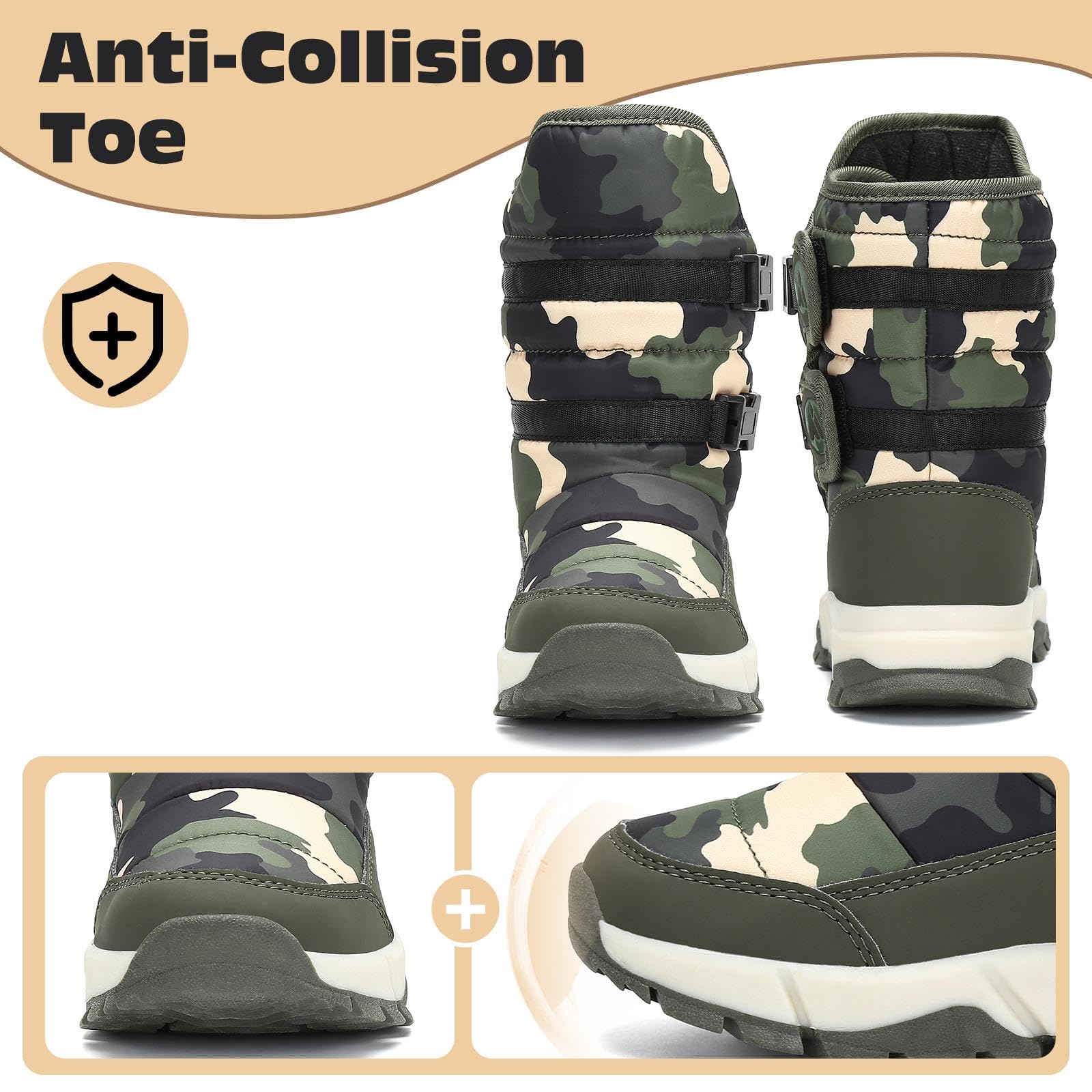 Mishansha Stivali Neve Bambini Stivaletti Ragazze Doposci Scarponcini Imbottiti di Pelo Scarpe Invernali Comodi Caldi e Antiscivolo