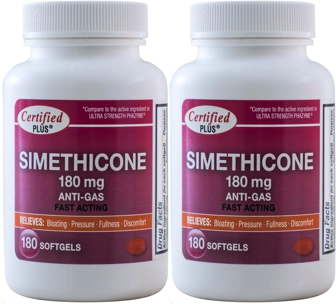 Simethicone 180 mg 360 Softgels AntiGas GLUTEN FREE