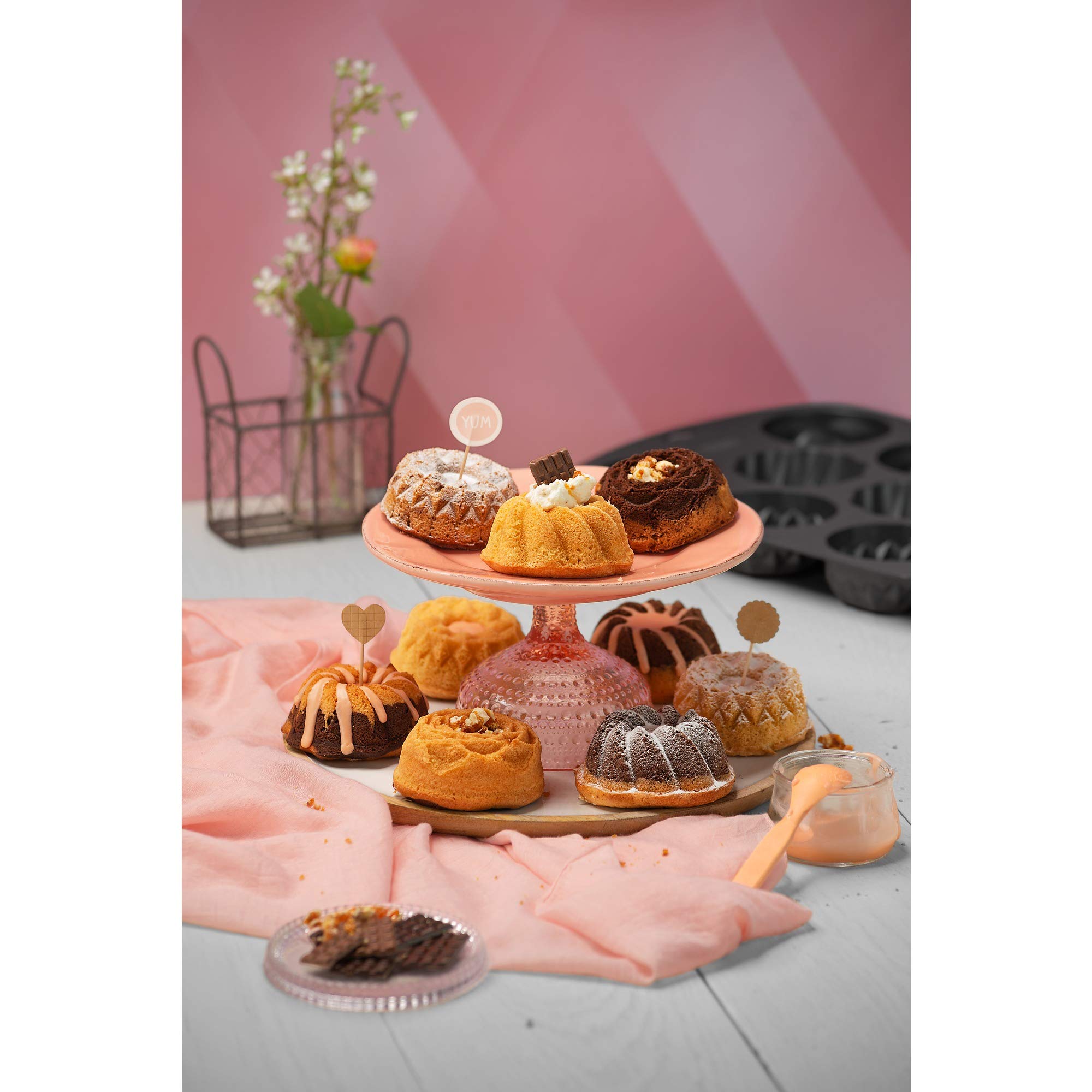 Original Kaiser Inspiration forma do pieczenia muffinek na 9 muffinek, 3 wzory babeczek, 38 x 27 cm, blacha do muffinek z powłoką zapobiegającą przywieraniu