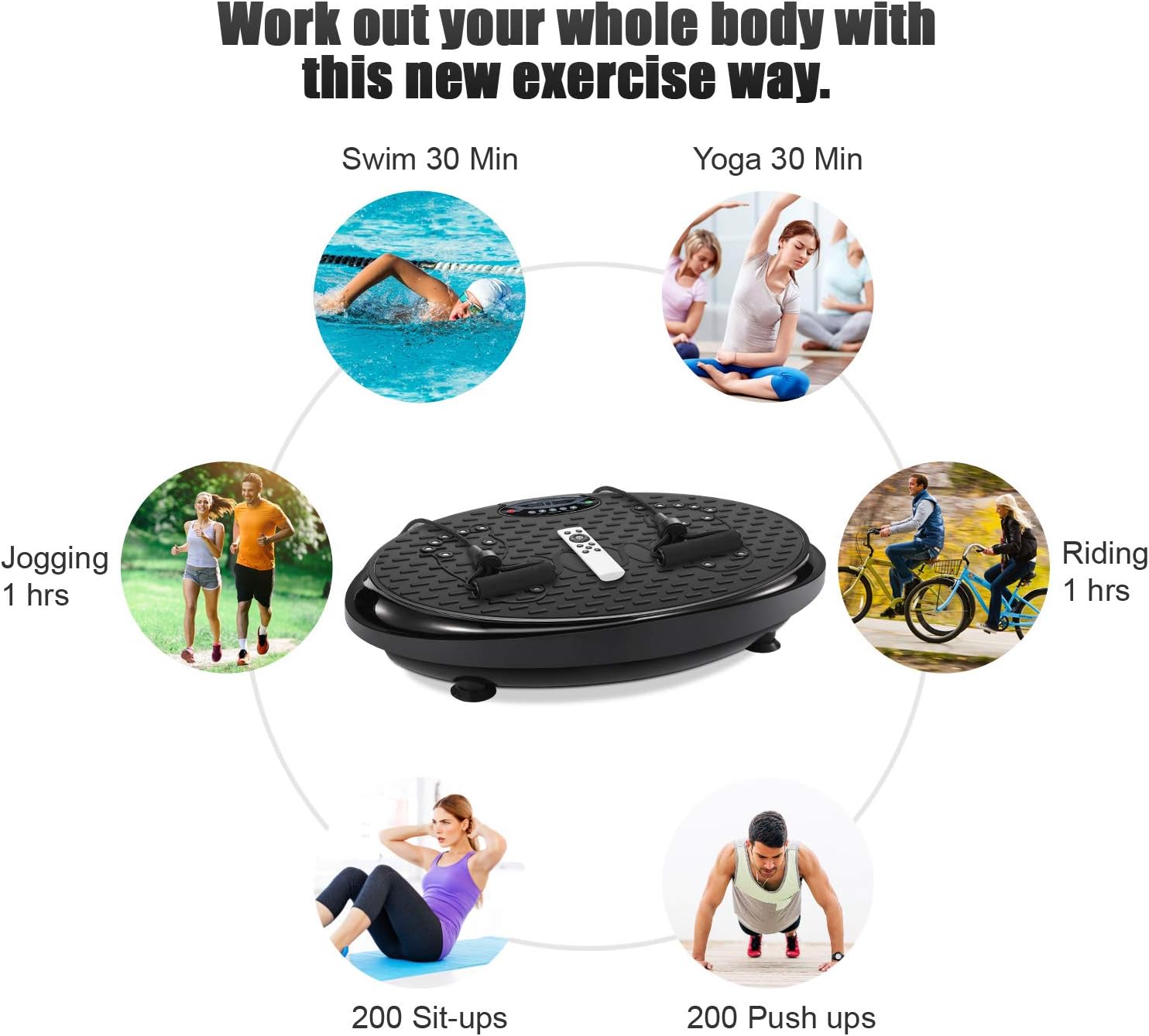 IDEER LIFE Vibration Platform Exercise Machine, Whole Body Exercise Vibration Plate, Full Body Vibration Massage for Home Fitness&Weight Loss w/Loop Bands//Remote Control/Magnet Massage