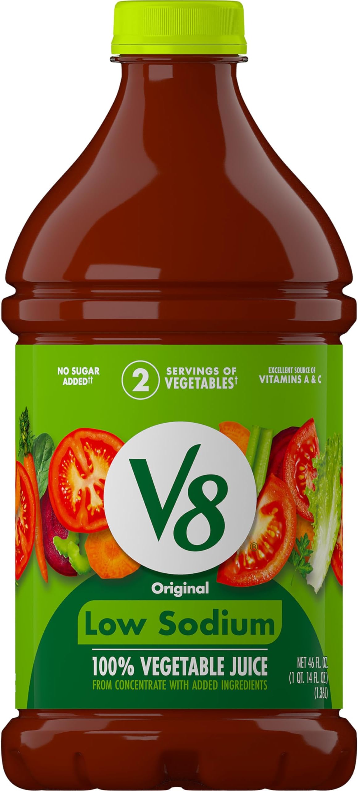 V8 100% Vegetable Juice, Low Sodium Original, 46 Ounce