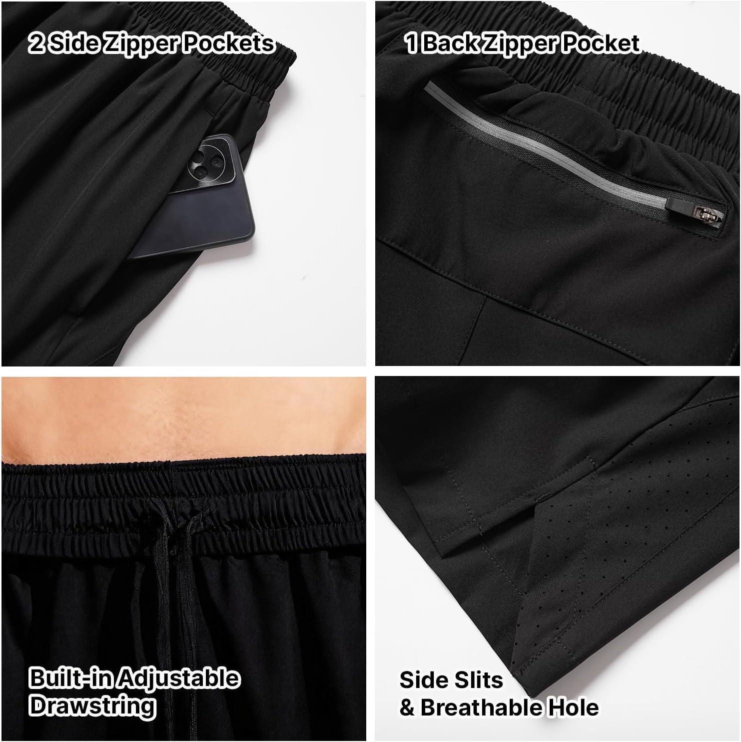 Men's Running Shorts with Zipper Pockets, Lightweight Quick Dry Athletic Gym Shorts for Training Basketball - Image 5