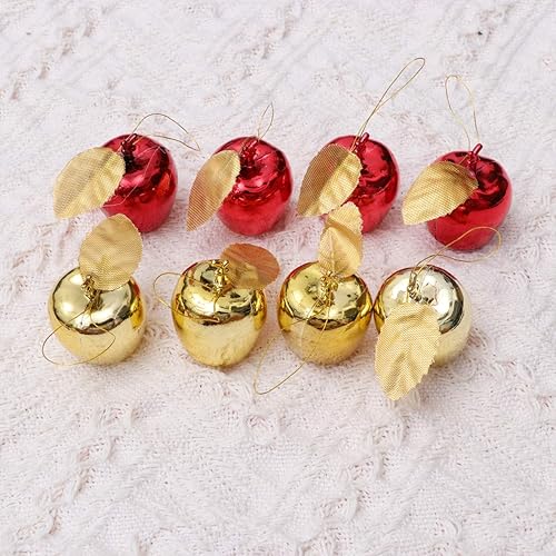 Miniatura 9 de Amosfun 24 adornos de manzanas navideñas inastillables para árbol de Navidad, decoración de fiesta de Navidad