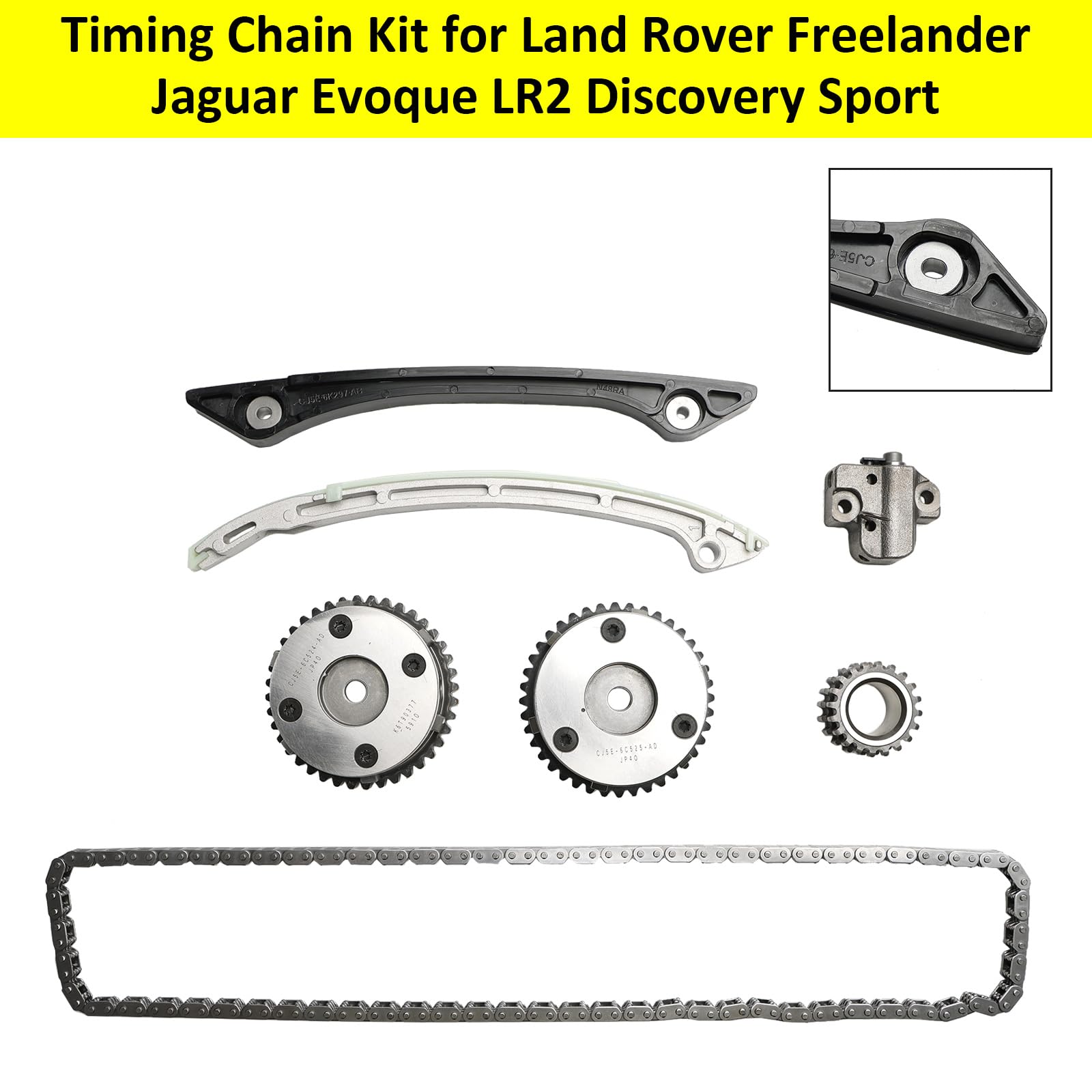 Kit De Cadena De Distribución Para Land Rover Discovery Sport, Evoque, Freelander MK2 - Incluye Cadena, Guías, Tensor Y Piñón CY28A008-PM20