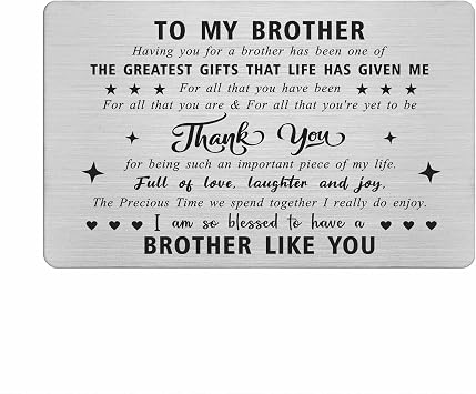 Brother Gifts for Men, to My Brother Birthday Card from Sister