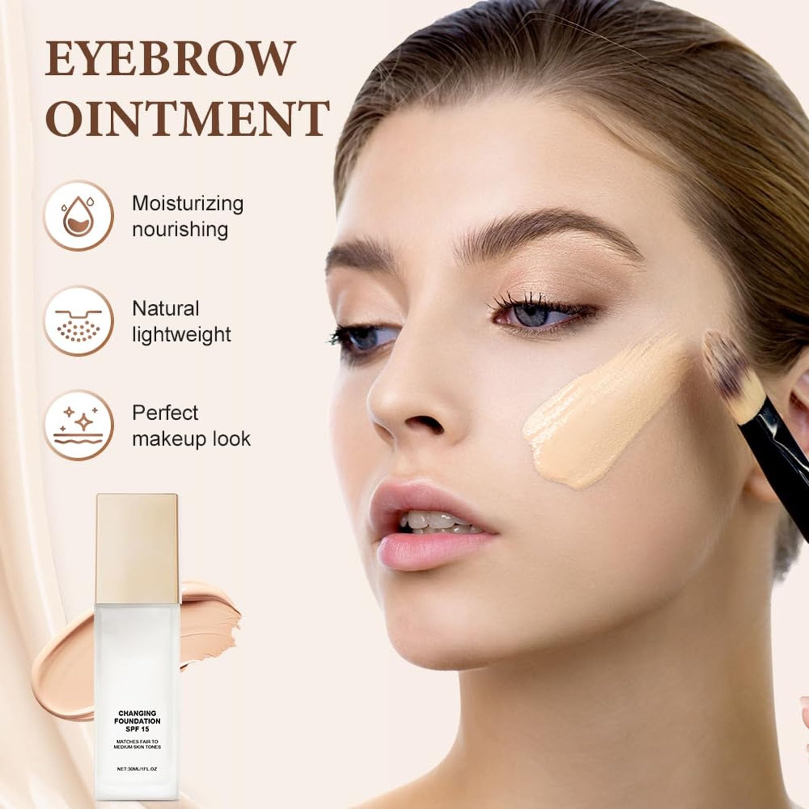 Melya Fond de Teint 50 Ans et Plus, Hydrating Foundation for Mature Skin, Liquid Foundation Lightweight Natural Finish Long-Lasting Coverage For Dry Skin, 30ml / 1 Fl Oz — view 3