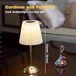 Portable Cordless Table Lamp, Fabric Shade Desk Lamps, 3000mAh Rechargeable Battery Operated Light, 3Color Dimmable Touch Lamp for Dining Room, Living Room, Bedroom, Bedside, Kitchen, Bathroom (Brass)