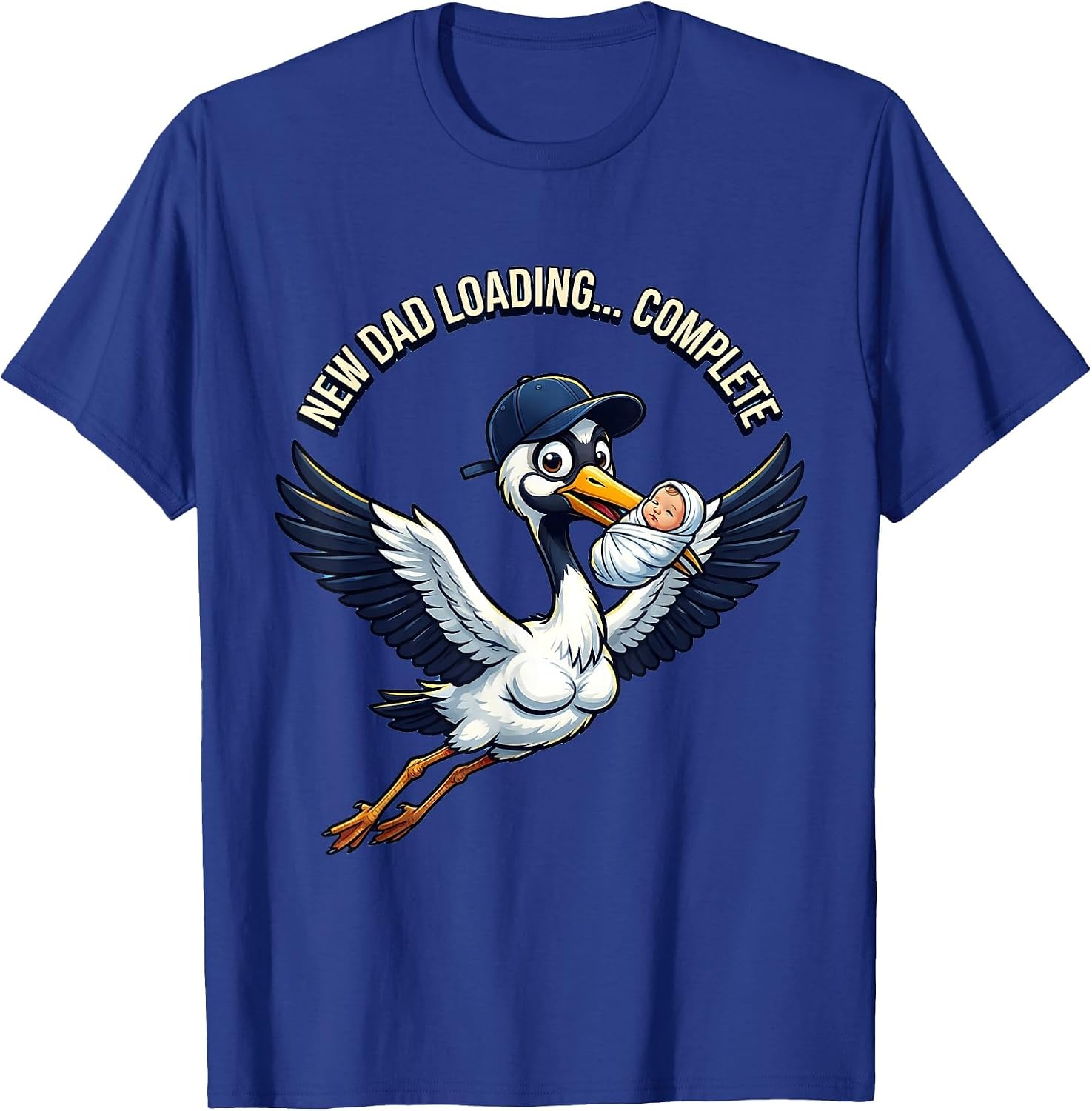 New Dad Loading... Complete Cartoon Stork Design T-Shirt image 3