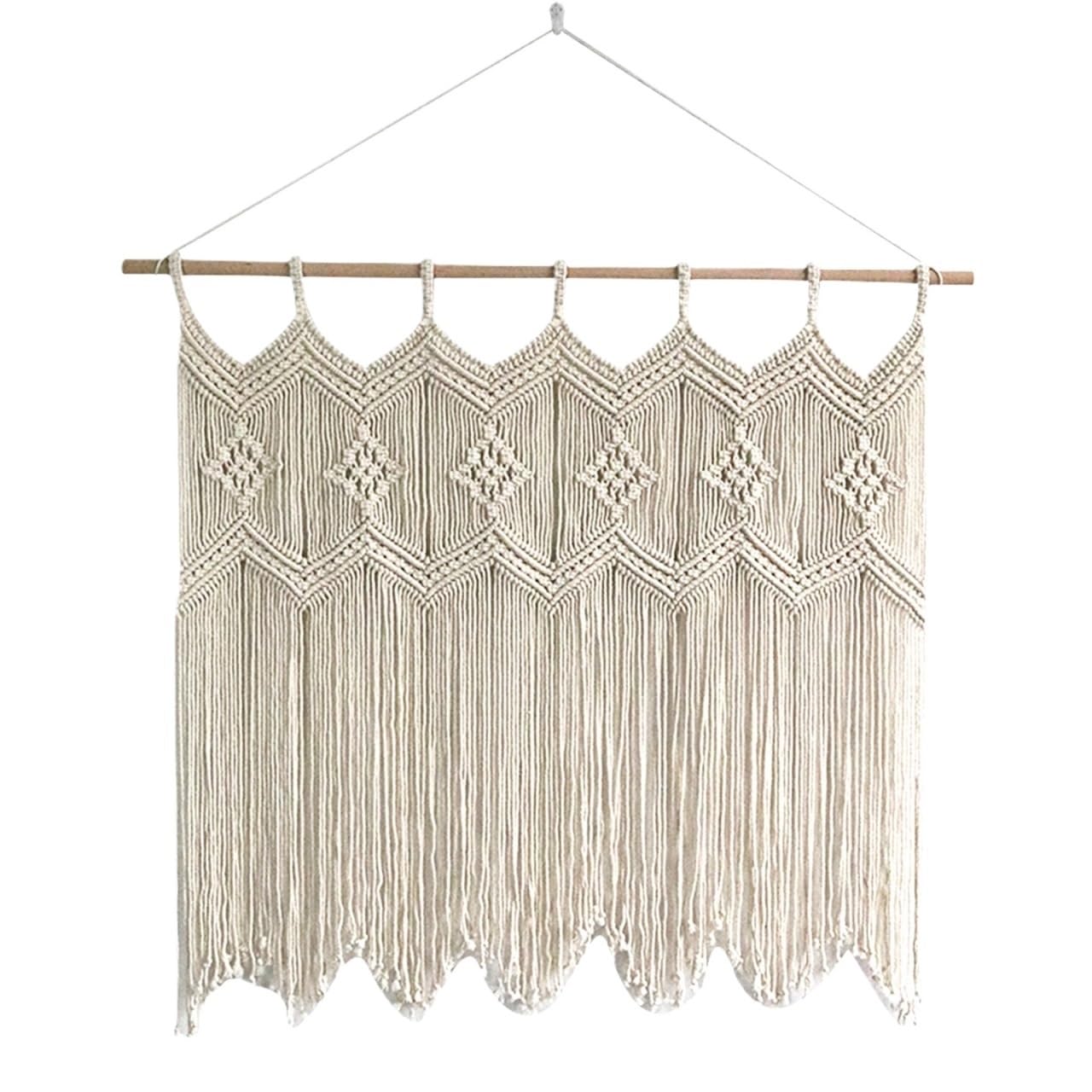 BDFJEDS Tapestry Wall Hanging Macrame Tapestries Window Door Curtain Wall Hanging Handwoven Tassel(85x90cm)