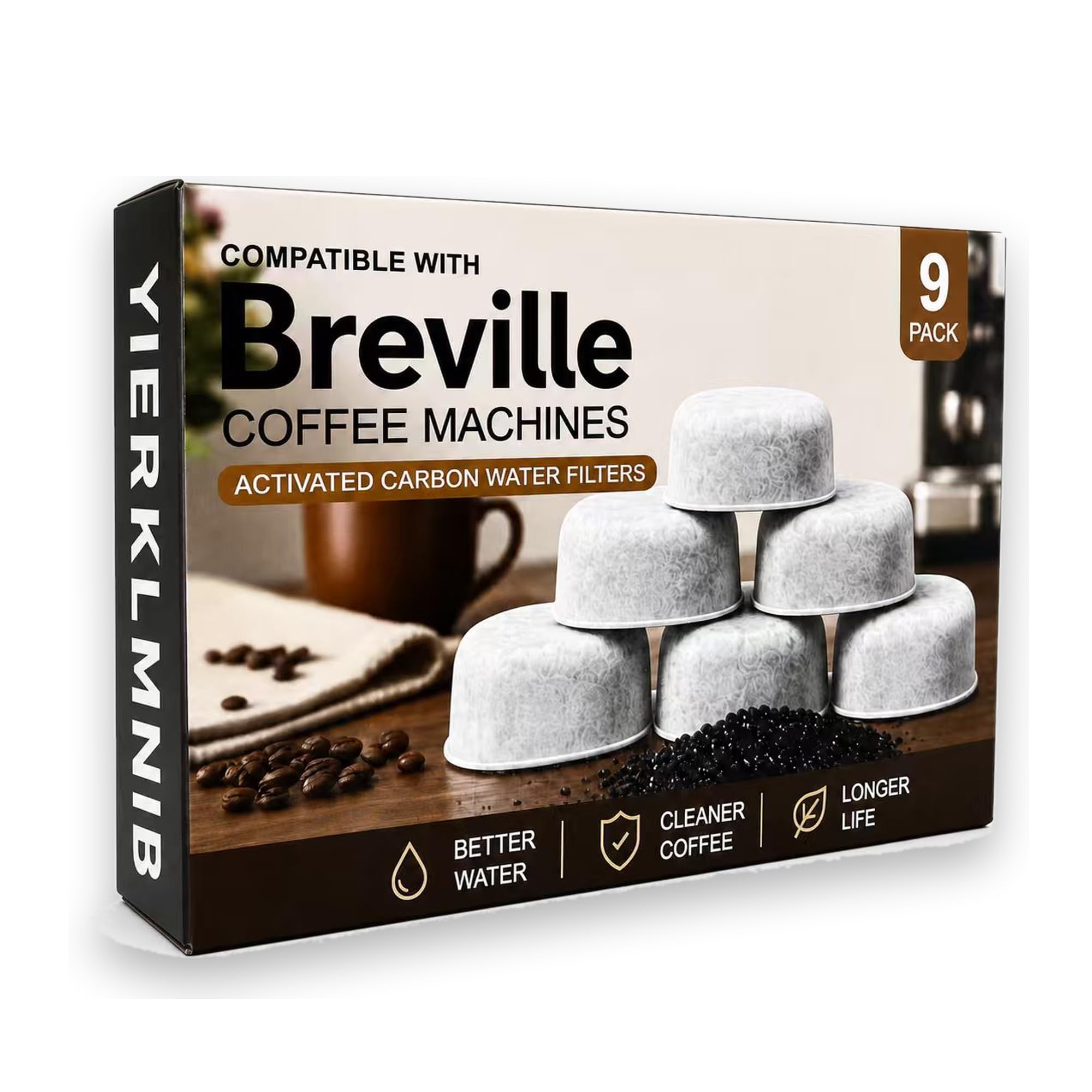 Confezione da 9 filtri per acqua al carbone compatibili con Breville BWF100, filtro per macchina da caffè, filtri dell'acqua di ricambio per macchine da caffè espresso