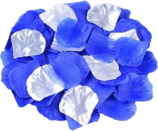 1000Pcs Royal Blue & Silver Silk Rose Petals Artificial Flower Petals Table Scatter Aisle Runner Wedding Bridal Shower Bab...