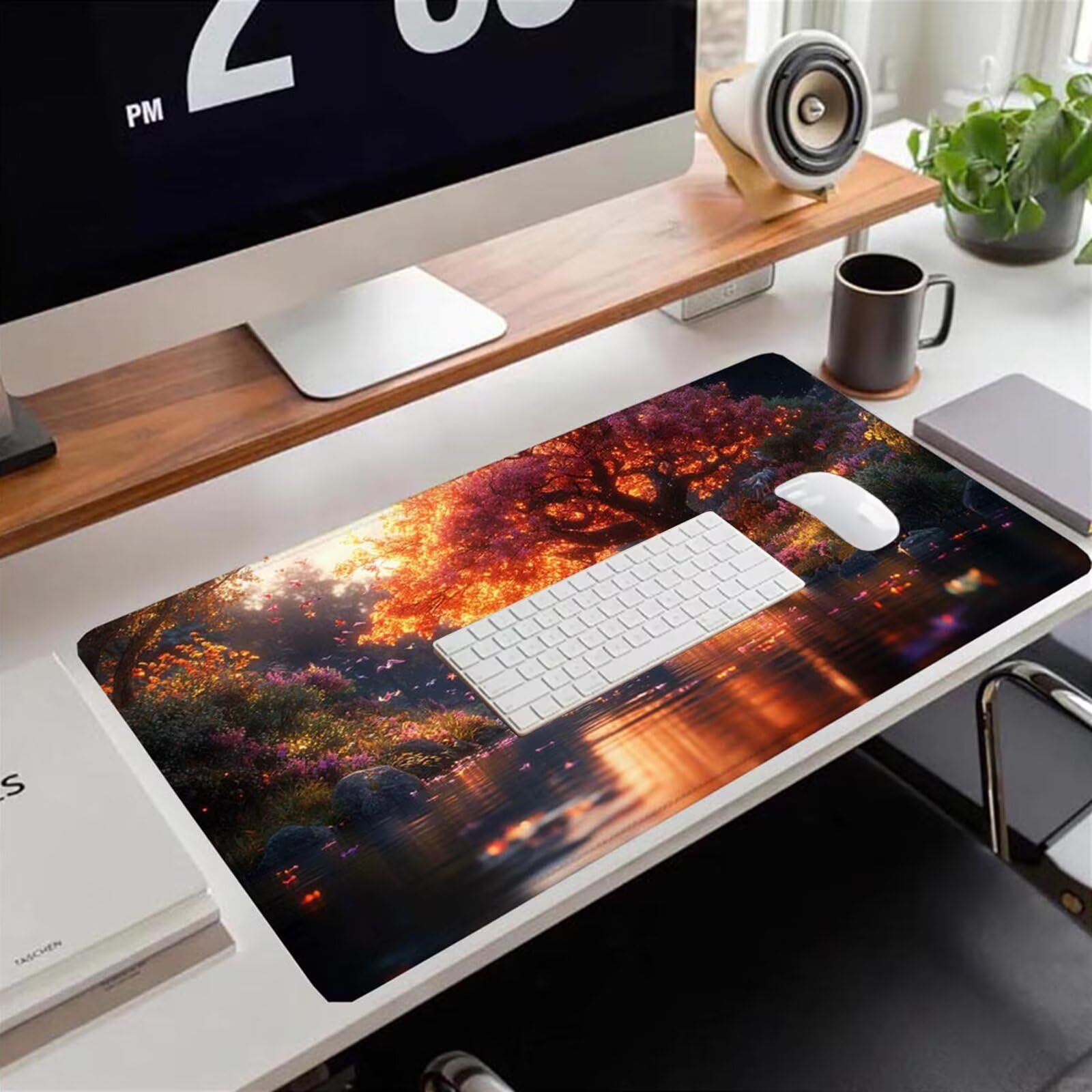 Gamingowa podkładka pod mysz 1200 x 600 x 3 mm, XXL, wodoszczelna, odporna na ścieranie, ze zszytymi krawędziami, kolorowa podkładka na biurko, poprawia prędkość i precyzję, do komputera, laptopa