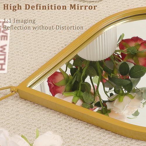 Miniatura 18 de Pequeños espejos de pared decorativos con forma de lágrima blanca, espejos de pared ovalados irregulares para sala de estar, baño, dormitorio, Blanco