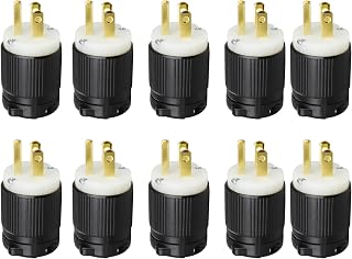 10-Pack, UL Listed NEMA 5-15P Male Electric Plugs, Extension Cord Ends Replacement, 125V 15 Amp, 2 Poles 3-Prong 3-Wire Connector