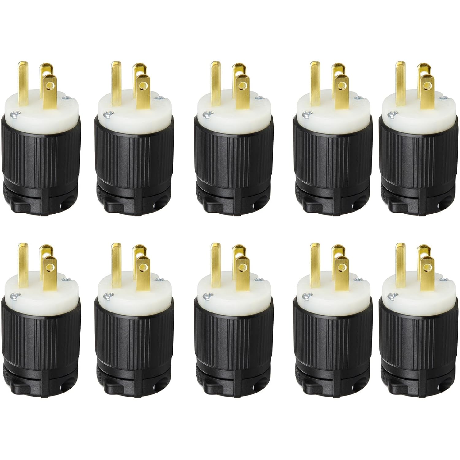 10-Pack, UL Listed NEMA 5-15P Male Electric Plugs, Extension Cord Ends Replacement, 125V 15 Amp, 2 Poles 3-Prong 3-Wire Connector
