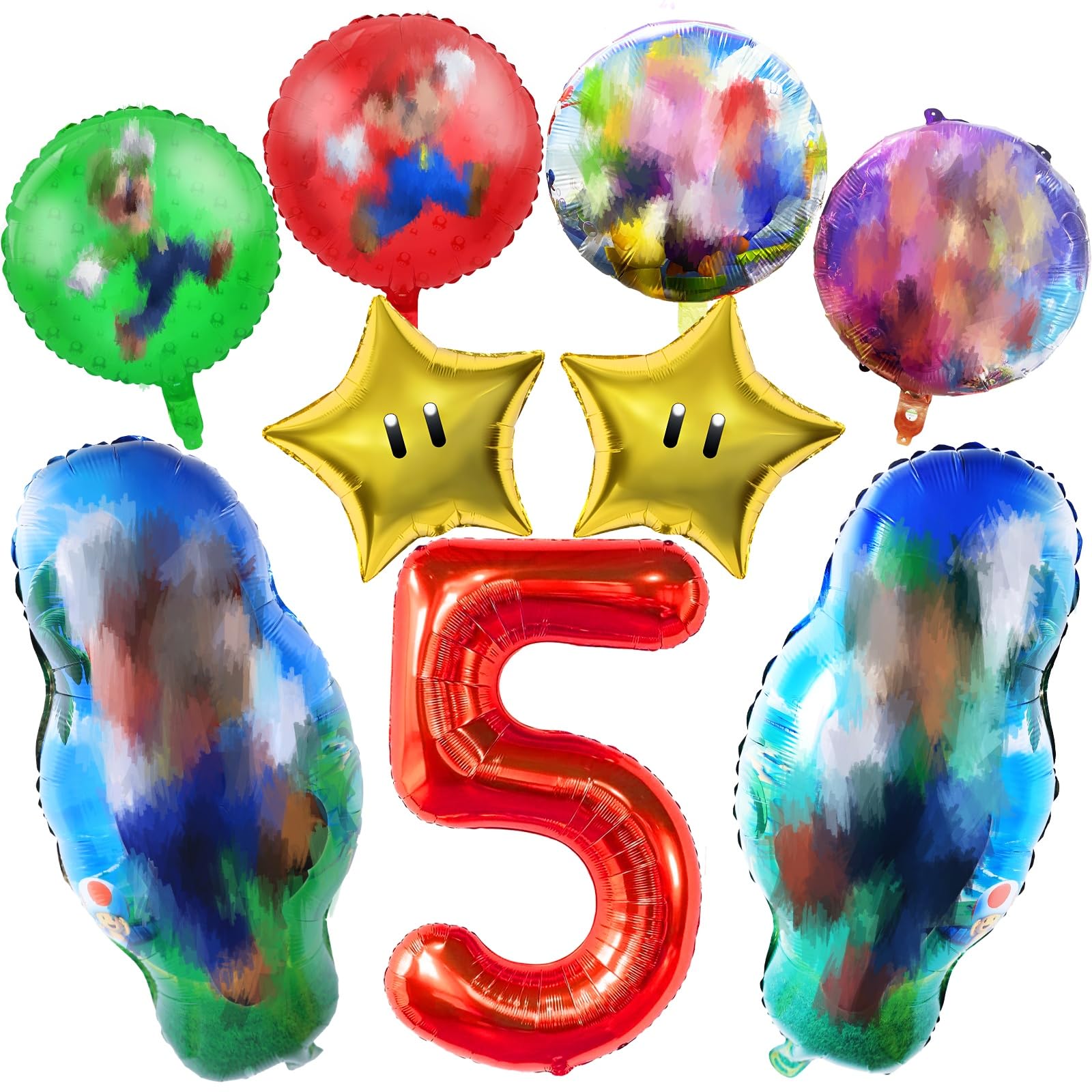 5th Mla Foil Balloons, Cartoon Birthday Party Decorations, Include Number 5 Foil Balloon, Star Balloons, Round Balloons for Kids Birthday Party