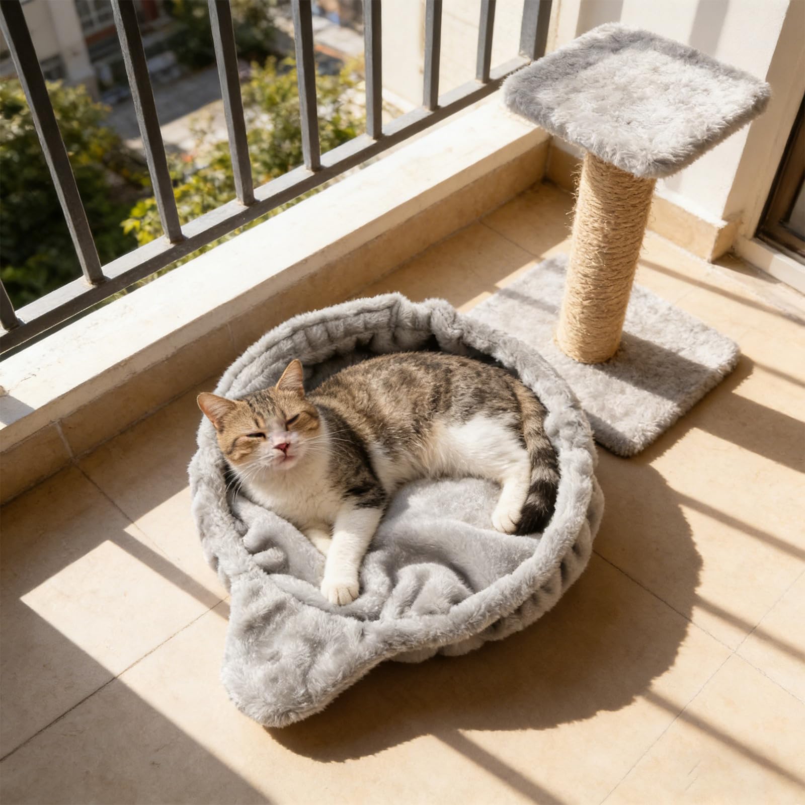 Cestino-amaca per gatti: amaca di ricambio per tiragraffi a torre - Cuccia sospesa fai-da-te per animali domestici da interno (grigio chiaro)
