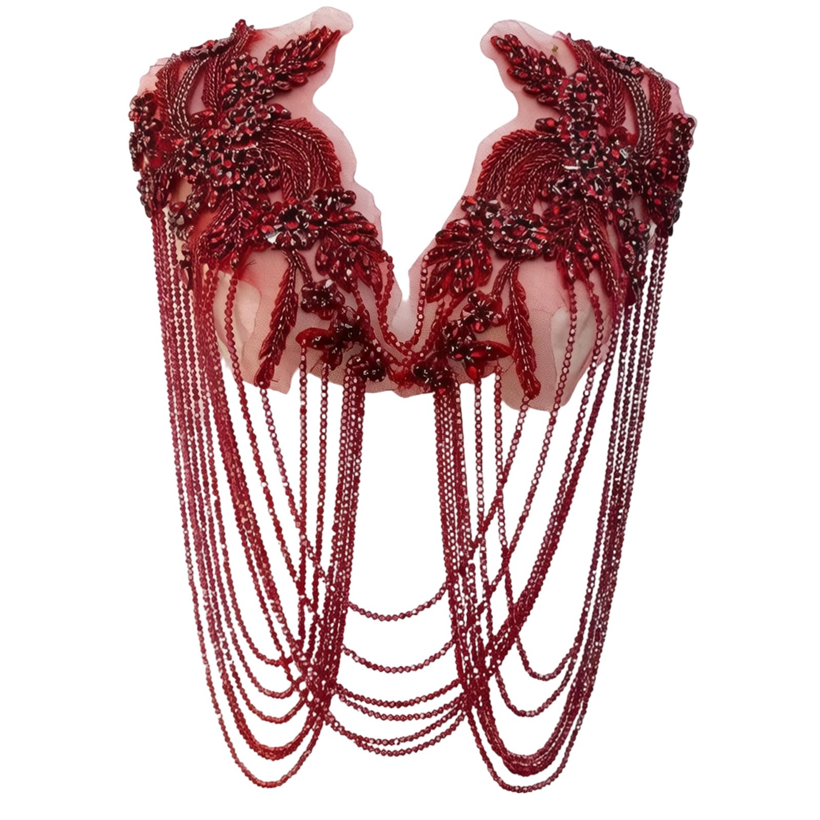 ZEPFJHE Rhinestones Fringe Applique Sewing on Beaded Patches for Wedding Dresses Bridal Gowns Dance Outfit Decoration Wedding Dress Embellishment