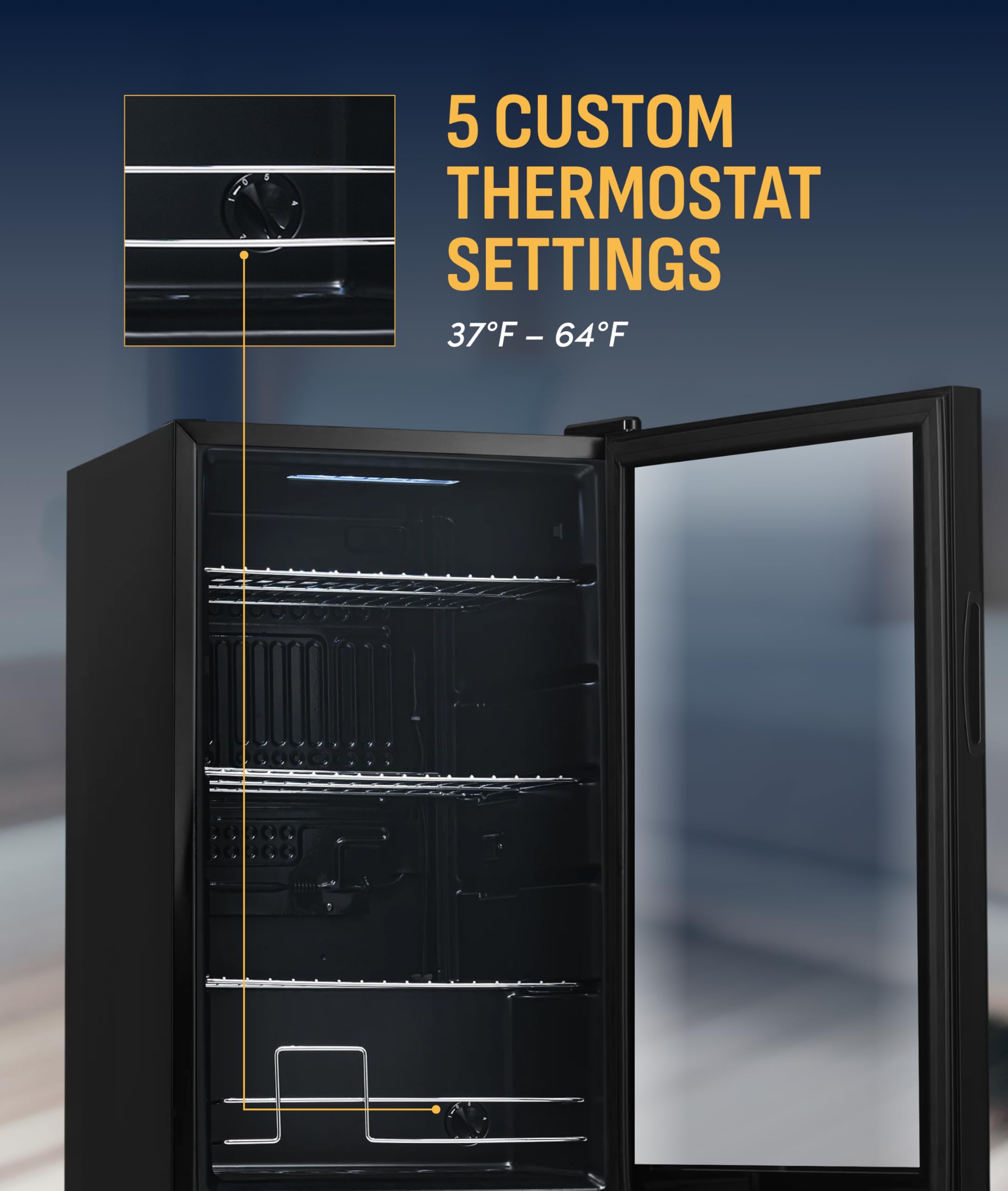 NewAir Beverage Refrigerator 100 Cans Cooler, Free Standing Black Fridge With Reversible Glass Door, Mini Fridge Beverage Organizer For Beer, Wine, Soda, And Drinks on Fridge.com - View 5