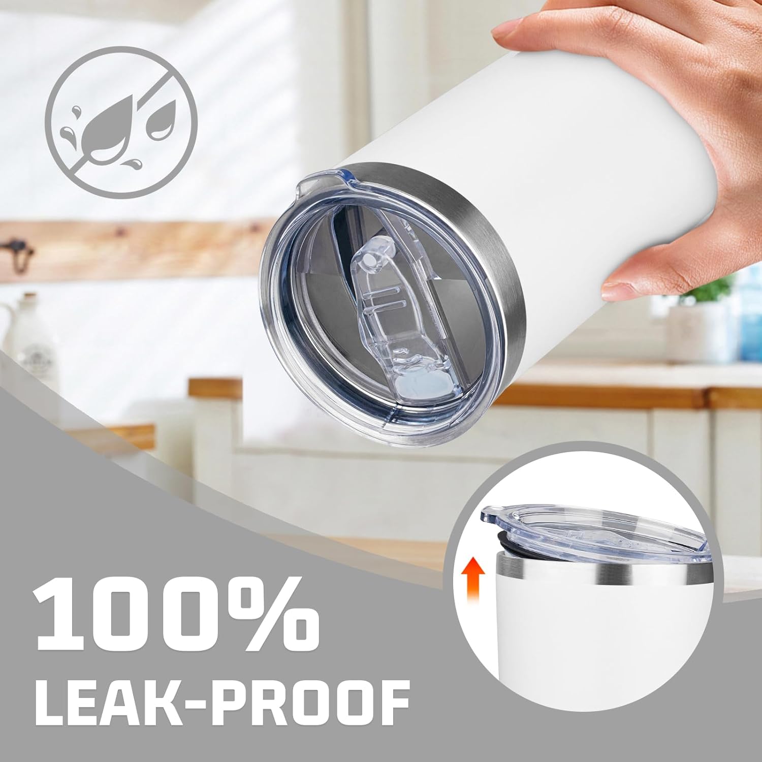 20oz Tumbler with Lid Double Wall Vacuum Insulated Travel Coffee Mug Stainless Steel Thermal Cup Powder Coated Sturdy Coffee Tumbler for Hot and Cold Beverage (White,1) - Image 5