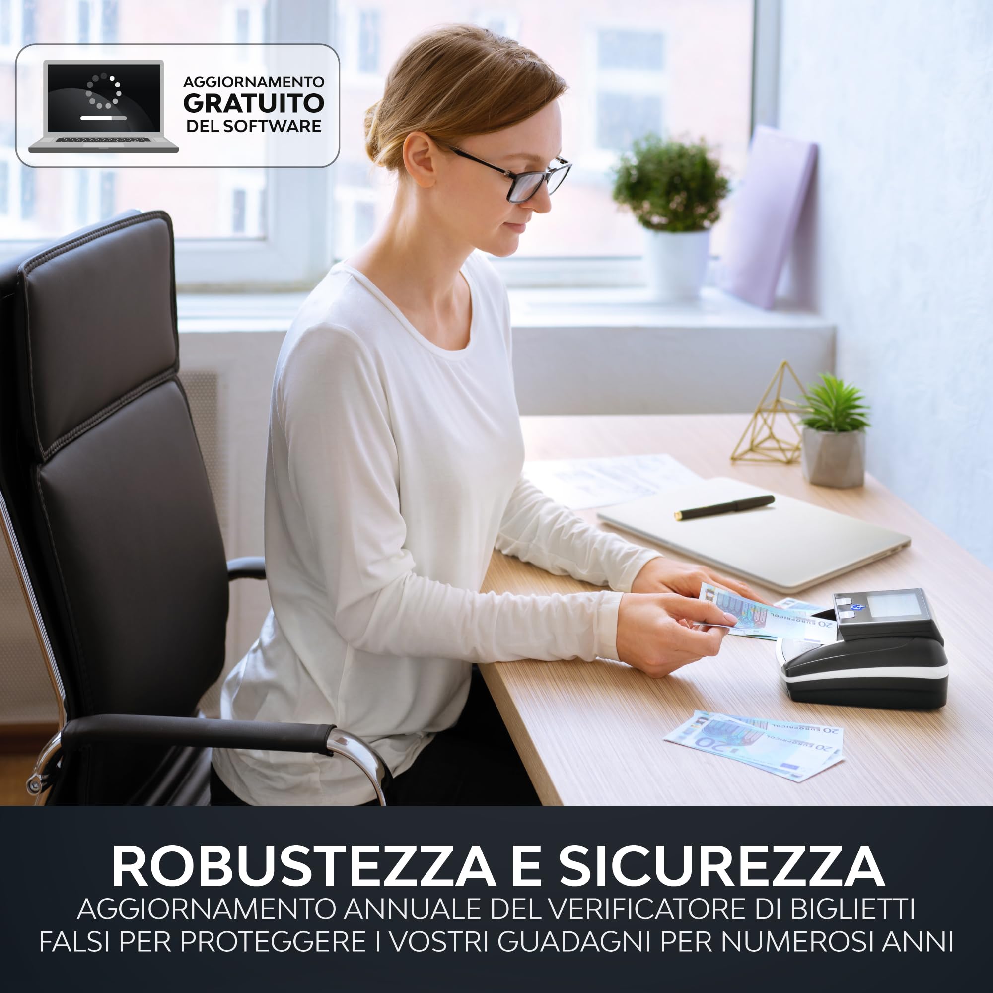 Rilevatore di banconote Zenacasa UV/MG/IR per euro, dollari e sterline
