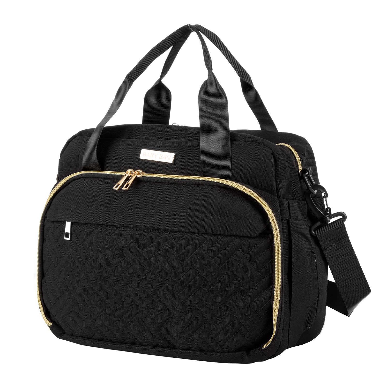 BREEZENEST Multifunctional Baby Changing Backpack – Waterproof Oxford Cloth Diaper Bag with Insulated Bottle Pocket, Multiple Compartments & Changing Mat (S-Black)