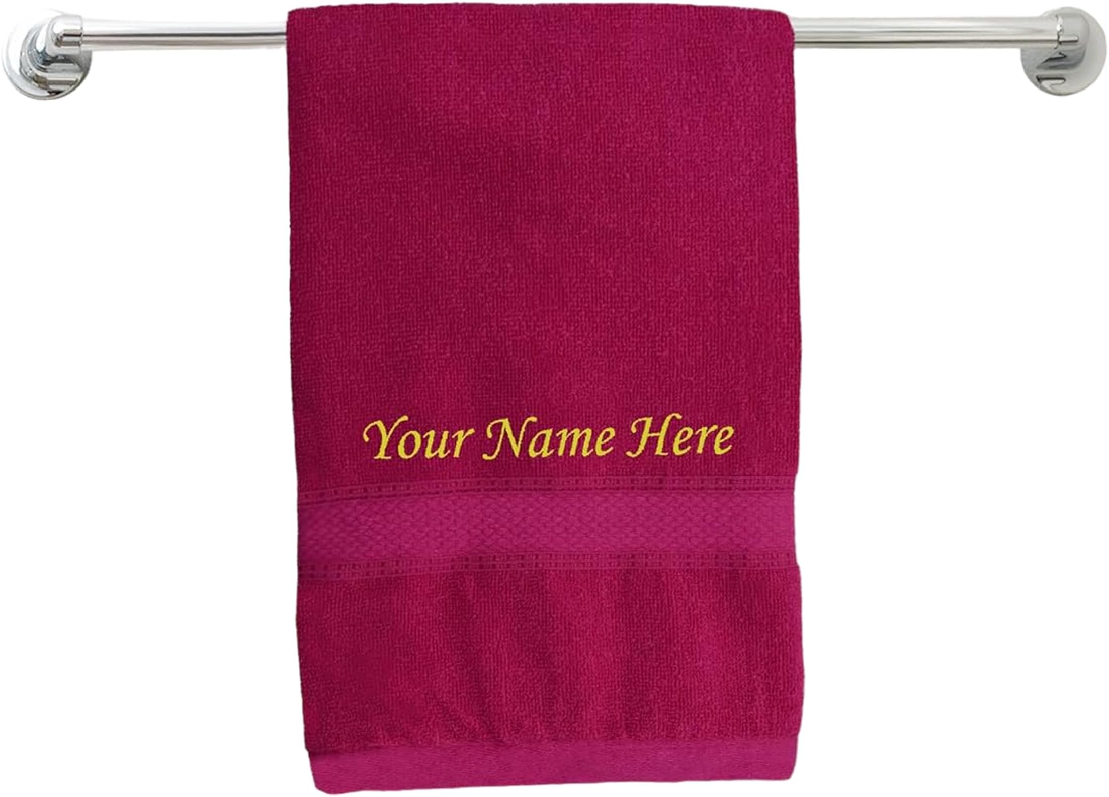 SAVRI Personalized Cotton Bath Towel with Your Name - Soft, Absorbent, and Stylish for Your Everyday Routine. Perfect for Everyday Use (Pink)